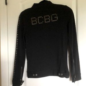 NWT BCBG MAXAZRIA jacket black silver zipper Small